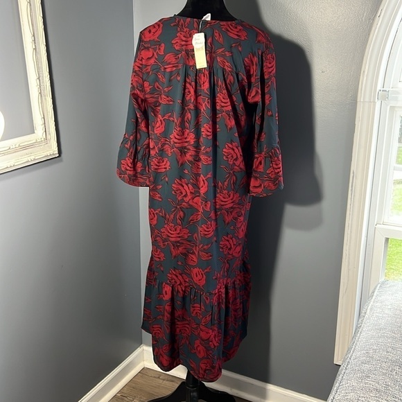 Collection XIIX Dark Floral Ruffle Kimono Duster NWT OS Boho Festival Music Fest - Picture 7 of 9